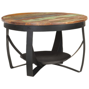 Tavolino da Salotto Ã˜68x43 cm in Legno Massello di Recupero