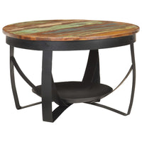 Tavolino da Salotto Ã˜68x43 cm in Legno Massello di Recupero