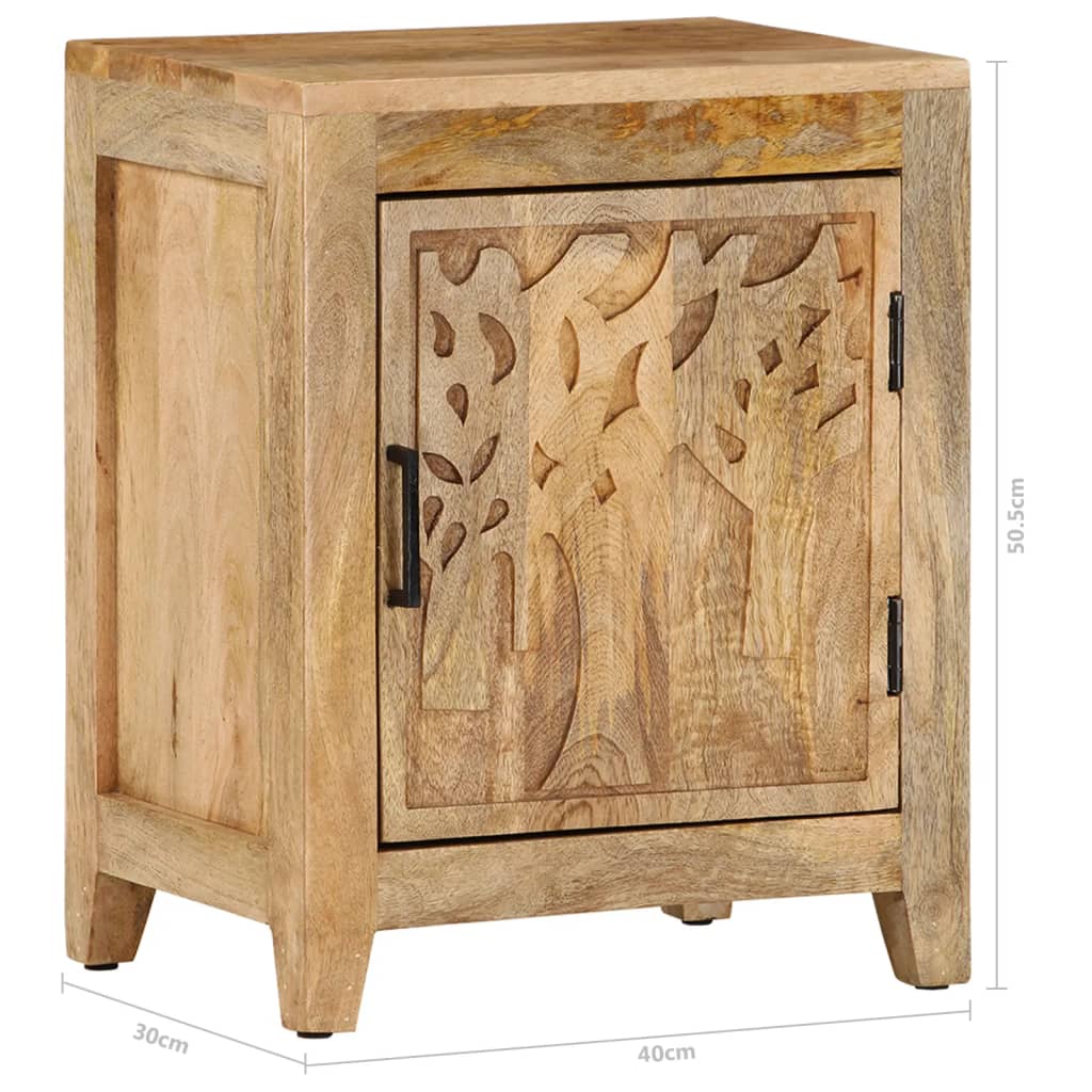 Comodino-Tavolino da notte 40x30x50 cm in Legno Massello di Mango 126436