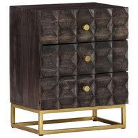 Comodino Nero 40x30x50 cm in Legno Massello di Mango 320813