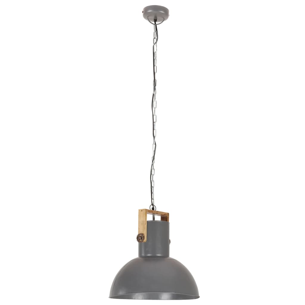 Lampada Soffitto Industriale 25 W Grigia Rotonda in Mango 52cm 320850
