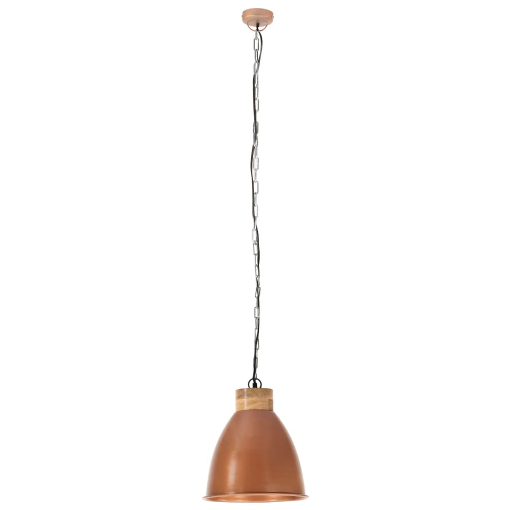 Lampadario Industriale Rame Ferro e Legno Massello 35 cm E27 320884