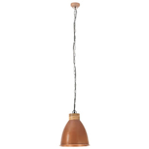 Lampadario Industriale Rame Ferro e Legno Massello 35 cm E27 320884