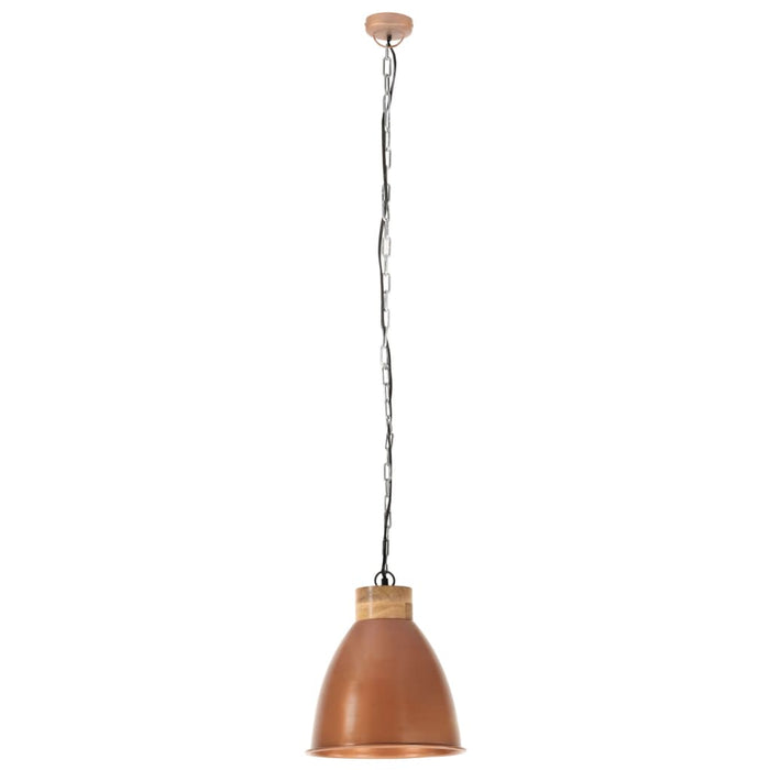 Lampadario Industriale Rame Ferro e Legno Massello 35 cm E27 320884