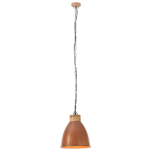 Lampadario Industriale Rame Ferro e Legno Massello 35 cm E27 320884