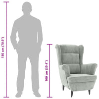 Poltrona Grigio Chiaro Velluto 324059