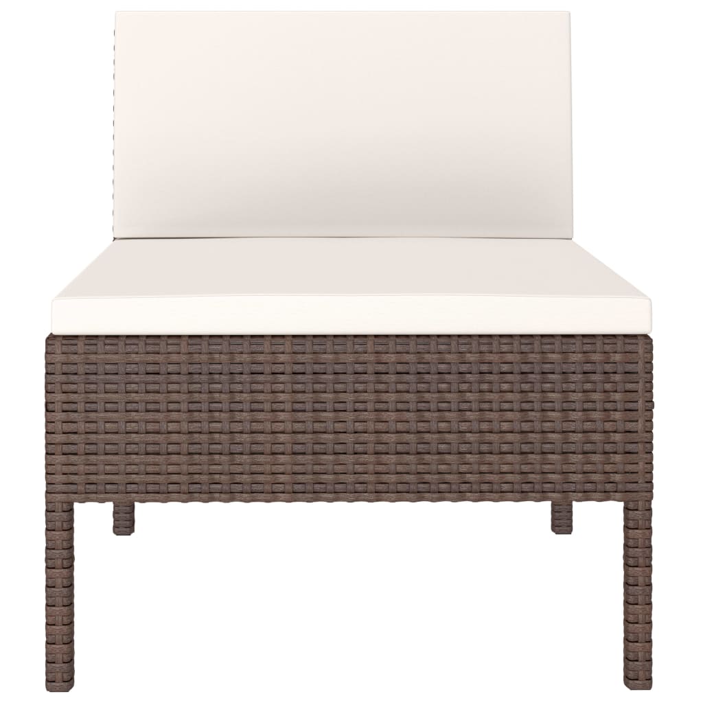 Sedie da Giardino 3 pz con Cuscini in Polyrattan Marroni cod mxl 23067