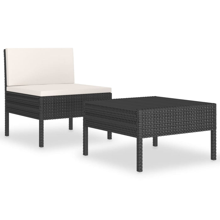 Set Divani da Giardino 2 pz con Cuscini in Polyrattan Nero cod mxl 37748