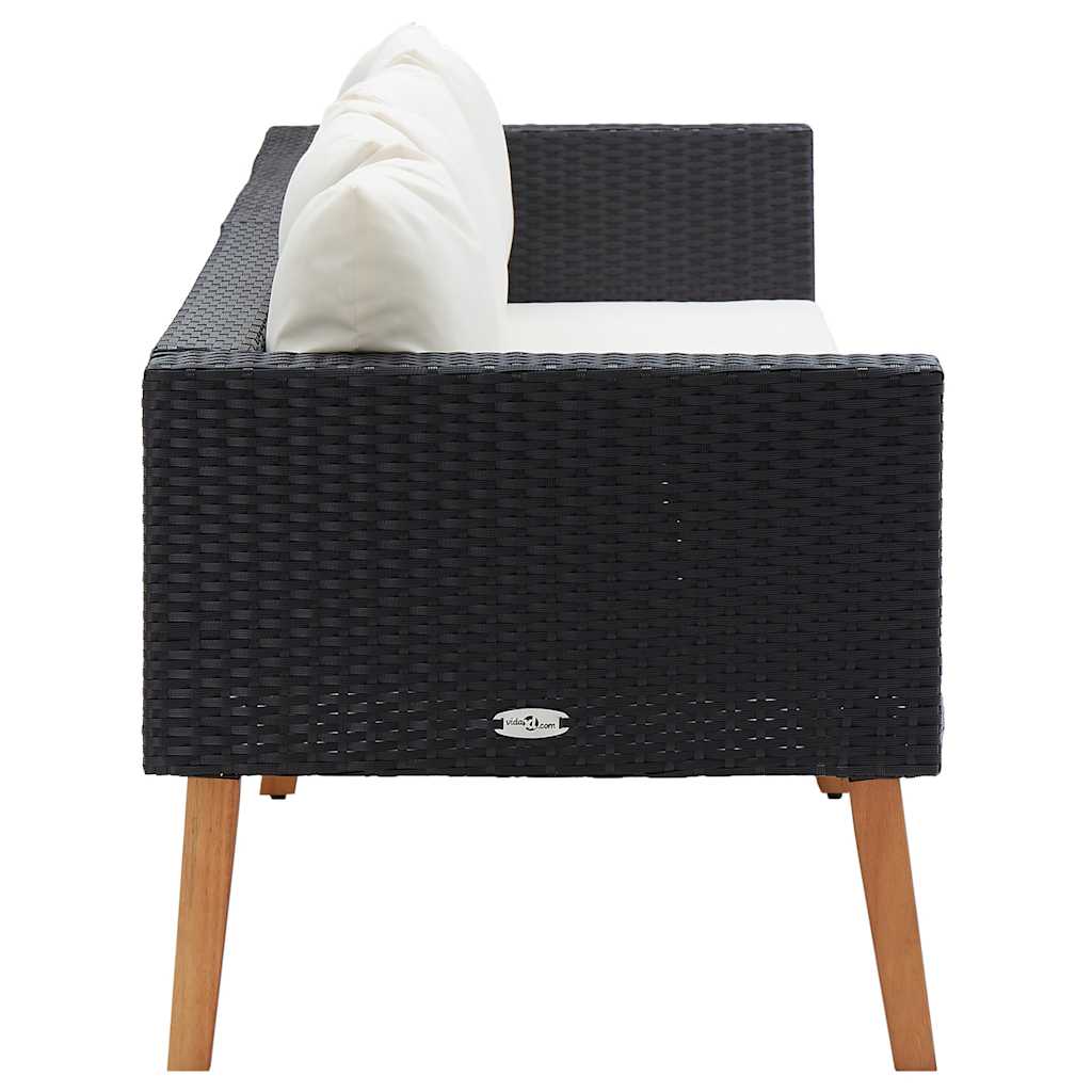 Divano da Giardino a 3 Posti con Cuscini in Polyrattan Nero 310214