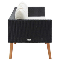 Divano da Giardino a 3 Posti con Cuscini in Polyrattan Nero 310214