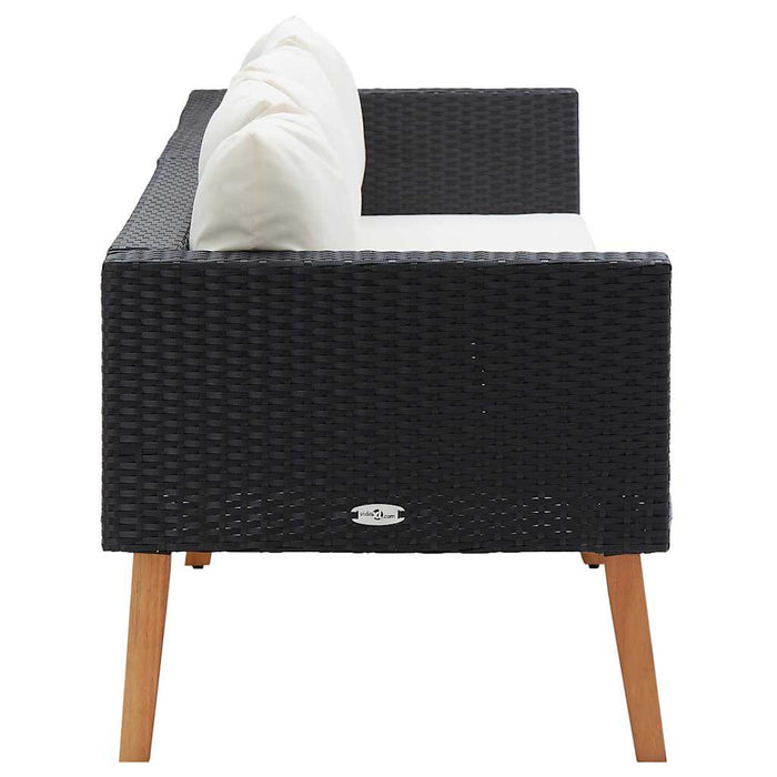 Divano da Giardino a 3 Posti con Cuscini in Polyrattan Nero 310214