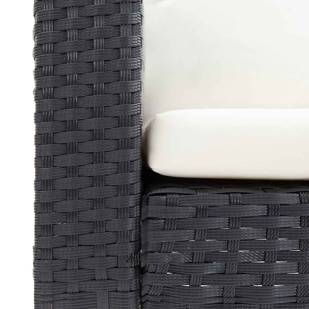 Divano da Giardino a 3 Posti con Cuscini in Polyrattan Nero 310214