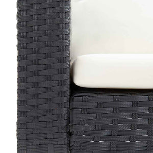 Divano da Giardino a 3 Posti con Cuscini in Polyrattan Nero 310214