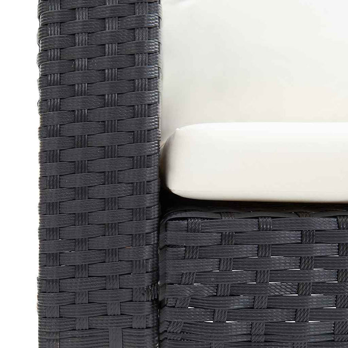 Divano da Giardino a 3 Posti con Cuscini in Polyrattan Nero 310214