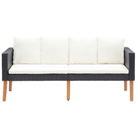 Divano da Giardino a 2 Posti con Cuscini in Polyrattan Nero 310216