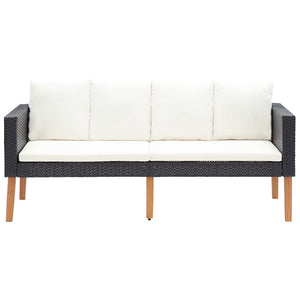 Divano da Giardino a 2 Posti con Cuscini in Polyrattan Nero 310216