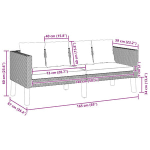 Divano da Giardino a 2 Posti con Cuscini in Polyrattan Nero 310216