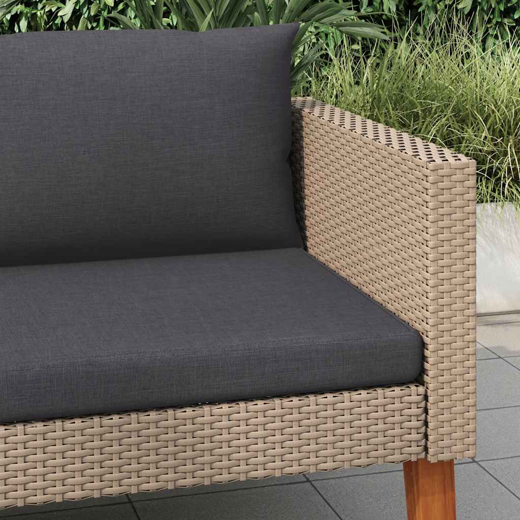 Divano da Giardino Singolo con Cuscini in Polyrattan Beige 310219
