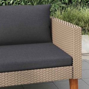 Divano da Giardino Singolo con Cuscini in Polyrattan Beige 310219