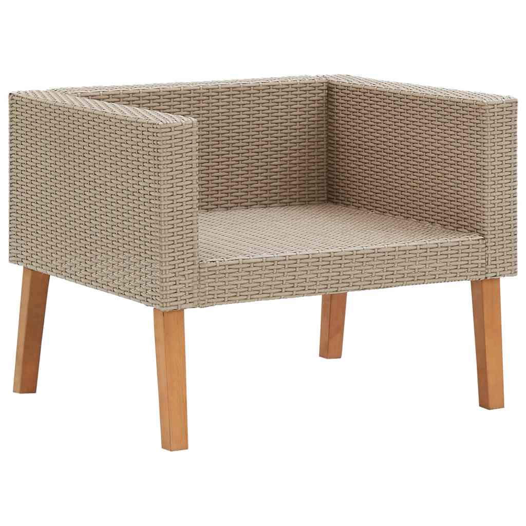 Divano da Giardino Singolo con Cuscini in Polyrattan Beige 310219