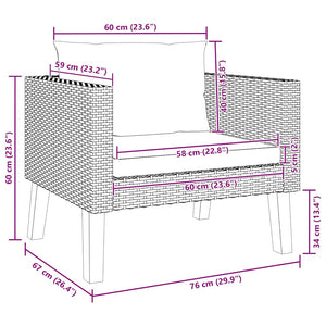 Divano da Giardino Singolo con Cuscini in Polyrattan Beige 310219