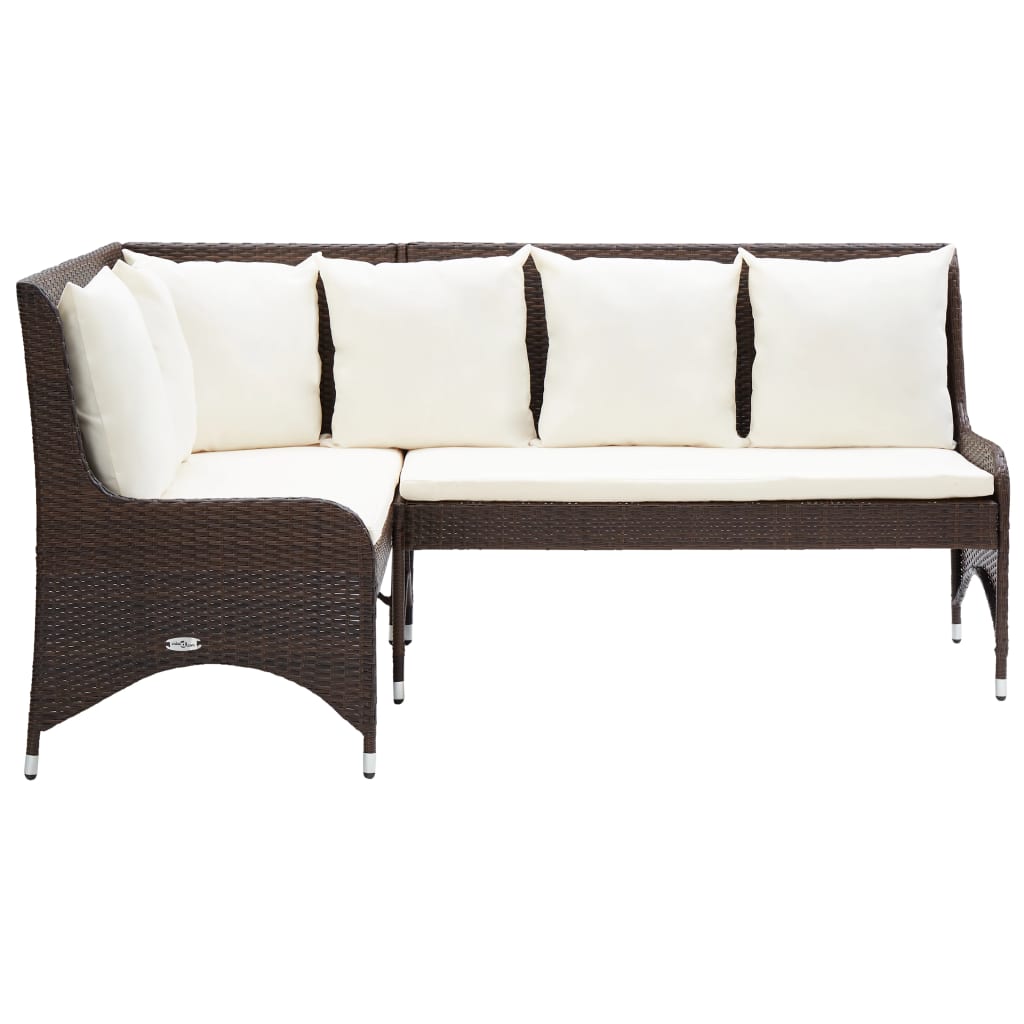 Divani Angolari da Giardino 2 pz in Polyrattan Marrone 310225