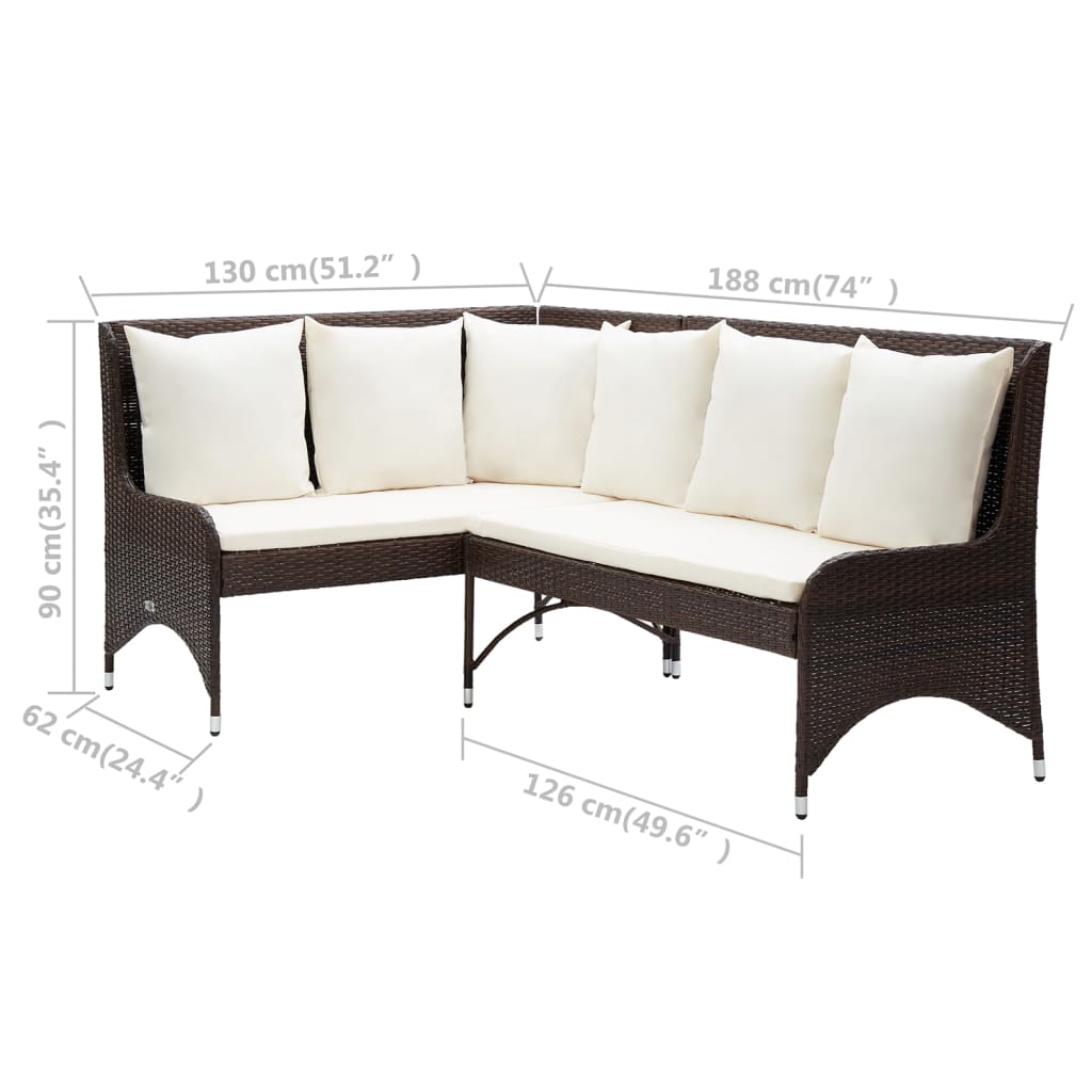 Divani Angolari da Giardino 2 pz in Polyrattan Marrone 310225