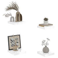 Scaffali a Parete 4 pz Bianco Lucido 23x23,5x3,8 cm in MDF 323741