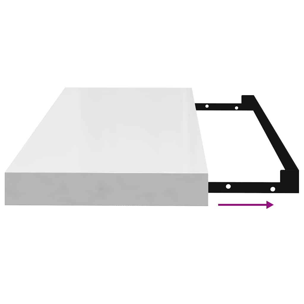 Scaffale a Parete Bianco Lucido 60x23,5x3,8 cm in MDF 323748