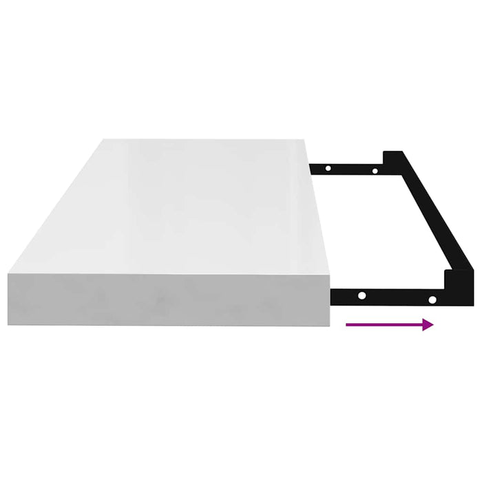 Scaffale a Parete Bianco Lucido 60x23,5x3,8 cm in MDF 323748