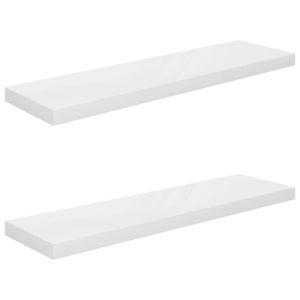 Scaffali a Parete 2 pz Bianco Lucido 90x23,5x3,8 cm in MDF cod mxl 46730
