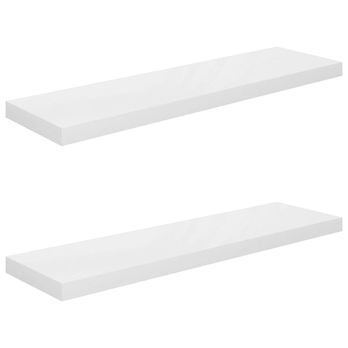Scaffali a Parete 2 pz Bianco Lucido 90x23,5x3,8 cm in MDF 323755