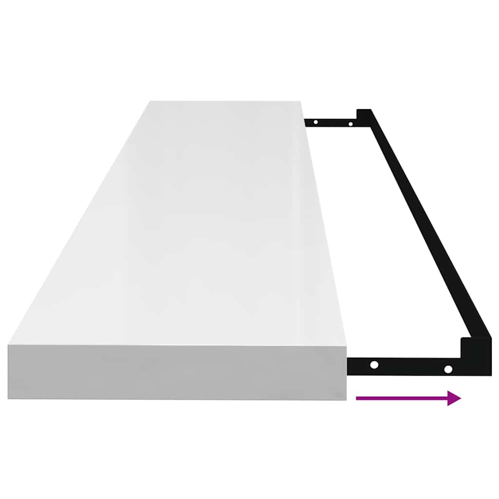 Scaffale a Parete Bianco Lucido 120x23,5x3,8 cm in MDF 323757
