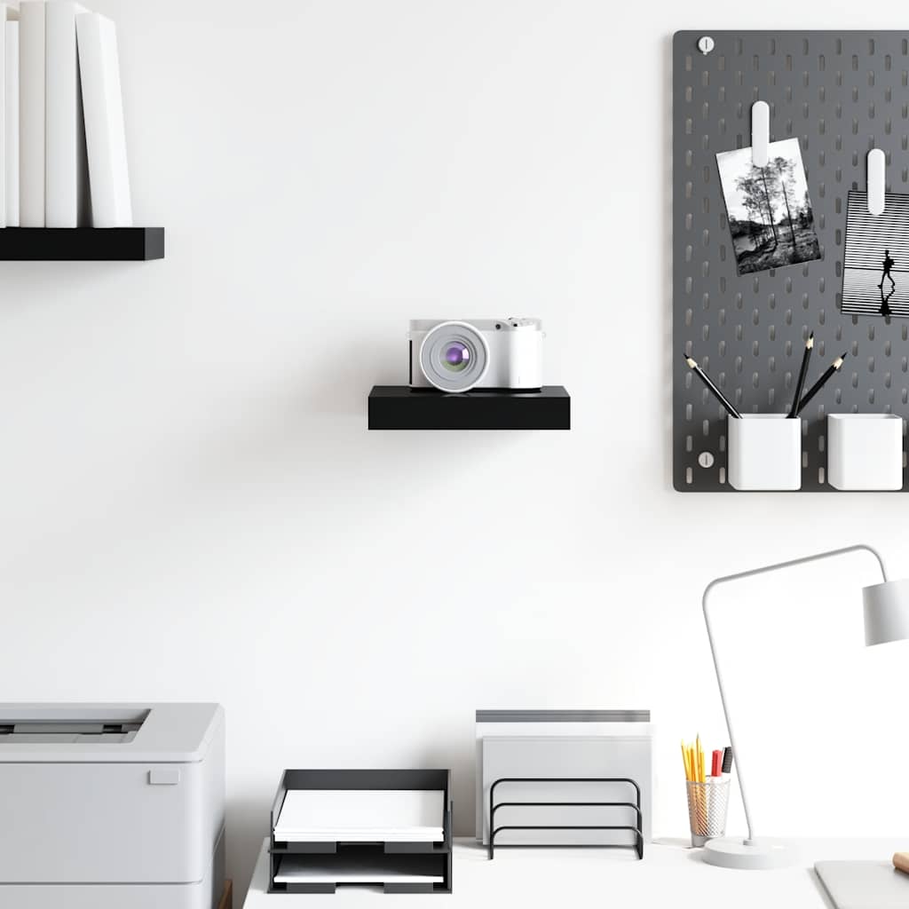 Scaffale a Parete Nero Lucido 23x23,5x3,8 cm in MDF 323760