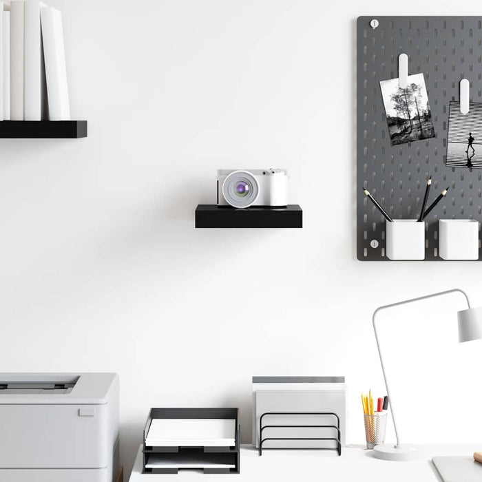 Scaffale a Parete Nero Lucido 23x23,5x3,8 cm in MDF 323760