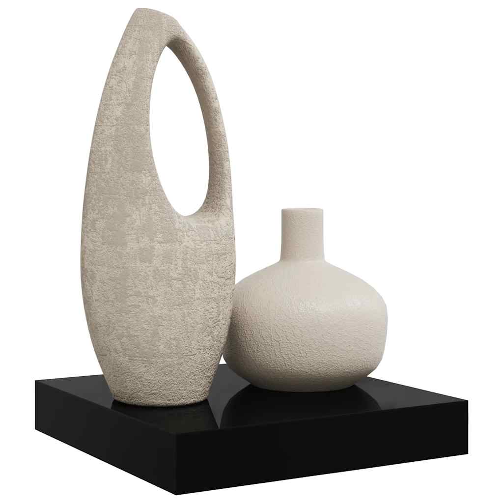 Scaffale a Parete Nero Lucido 23x23,5x3,8 cm in MDF 323760