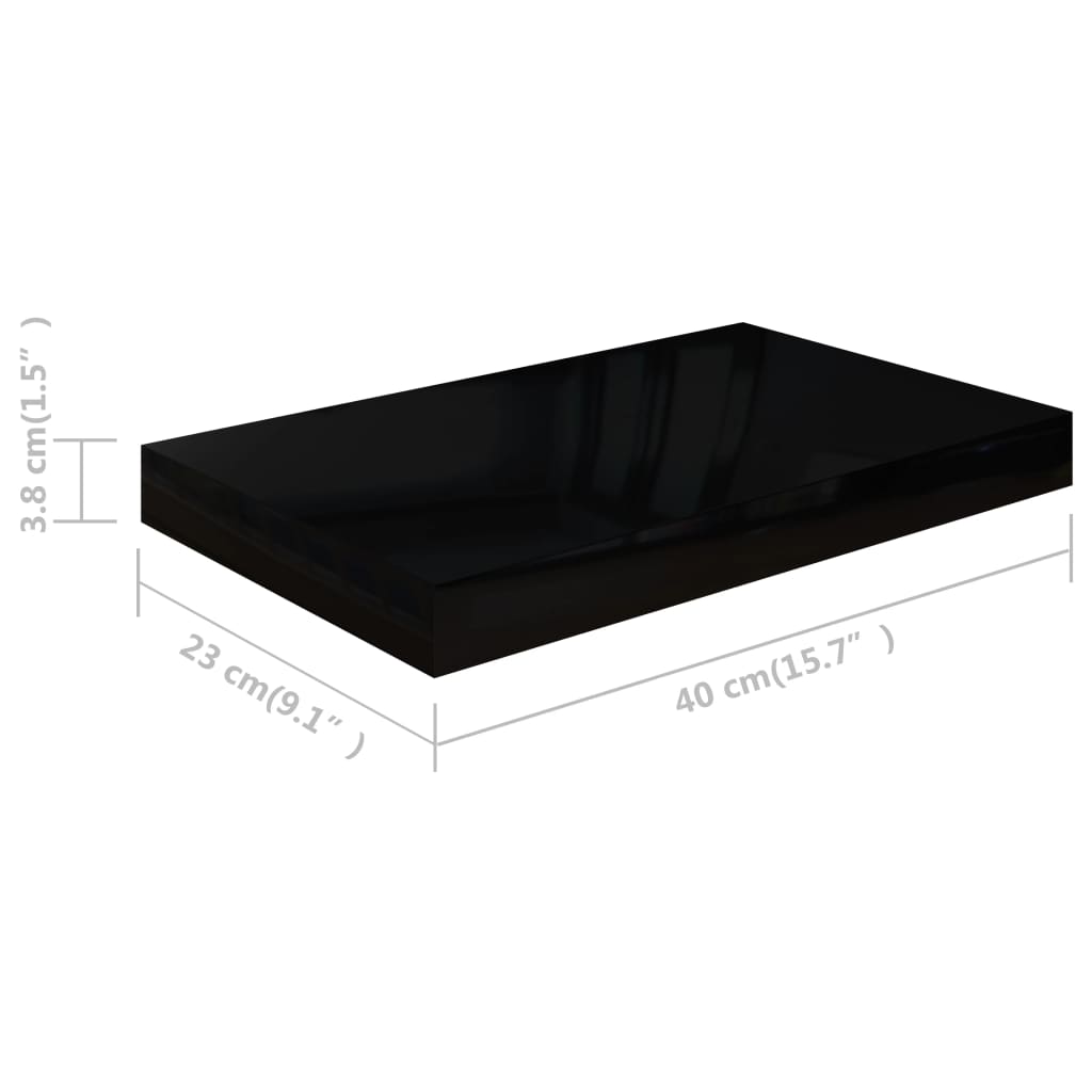 Scaffali a Parete 4 pz Nero Lucido 40x23x3,8 cm in MDF cod mxl 61699