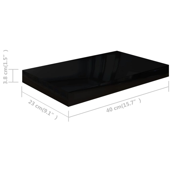 Scaffali a Parete 4 pz Nero Lucido 40x23x3,8 cm in MDF cod mxl 61699