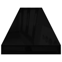 Scaffali a Parete 2 pz Nero Lucido 120x23,5x3,8 cm in MDF