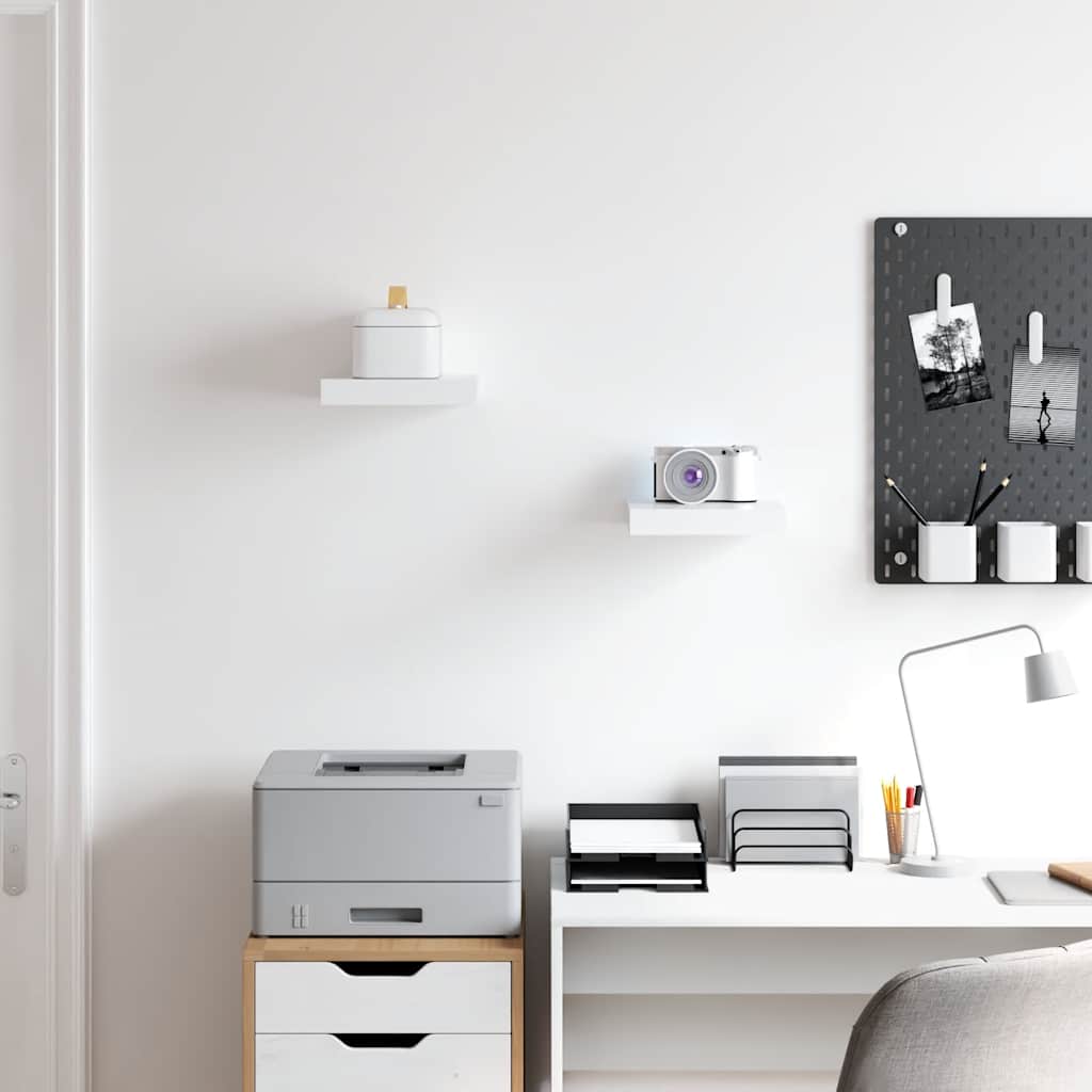 Scaffali a Parete 2 pz Bianchi 23x23,5x3,8 cm in MDF 323803