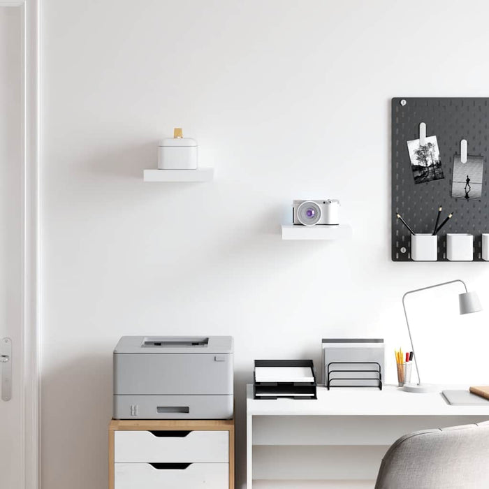 Scaffali a Parete 2 pz Bianchi 23x23,5x3,8 cm in MDF 323803