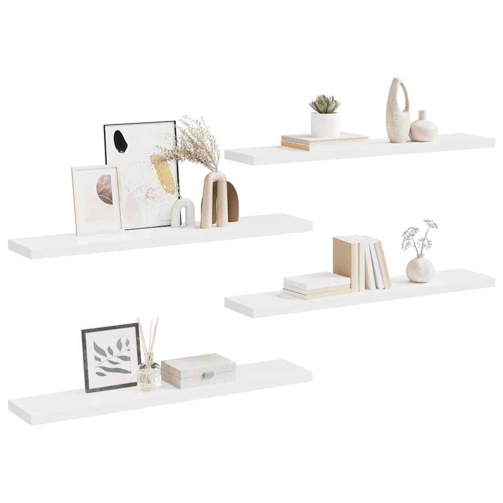 Scaffali a Parete 4 pz Bianchi 120x23,5x3,8 cm in MDF 323822
