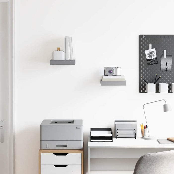 Scaffali a Parete 2 pz Grigi 23x23,5x3,8 cm in MDF 323845