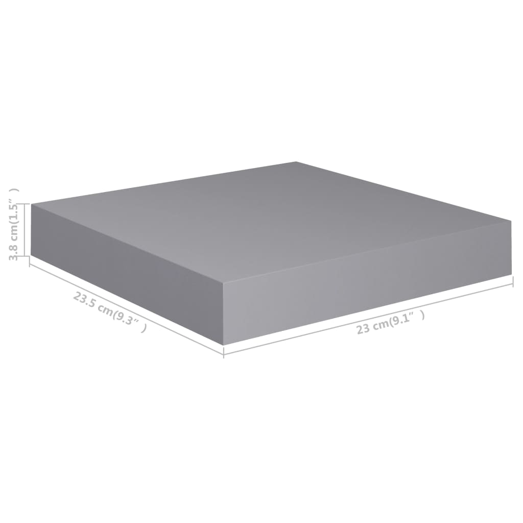 Mensole a Muro 2 pz Grigie 23x23,5x3,8 cm in MDF cod mxl 47185