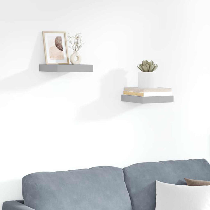 Scaffali a Parete 2 pz Grigi 23x23,5x3,8 cm in MDF 323845