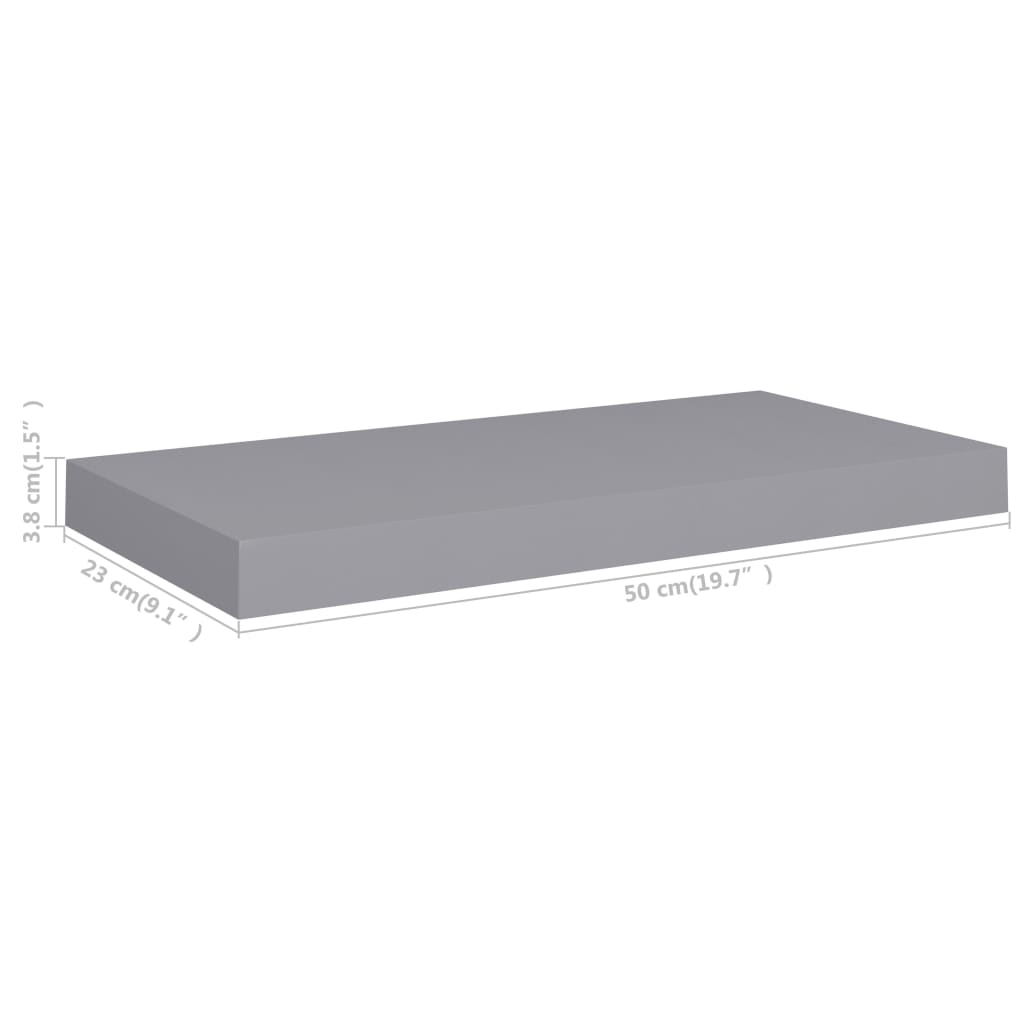 Scaffali a Parete 4 pz Grigi 50x23x3,8 cm in MDF cod mxl 32841