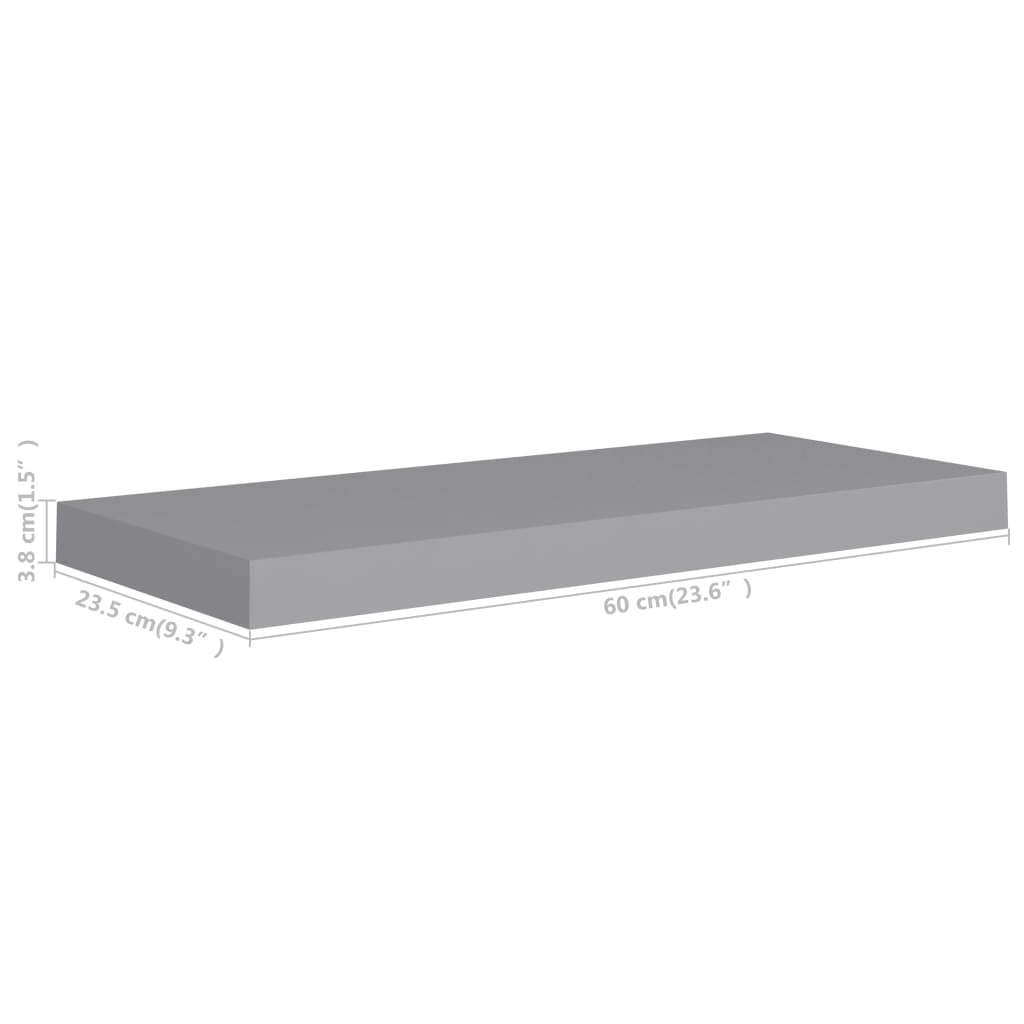 Scaffale a Parete Grigio 60x23,5x3,8 cm in MDF cod mxl 33544