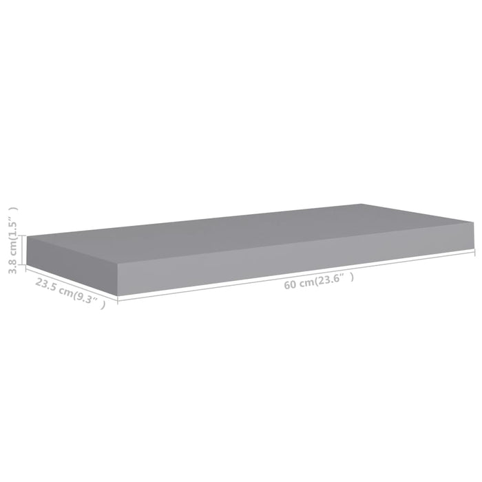 Scaffale a Parete Grigio 60x23,5x3,8 cm in MDF cod mxl 33544