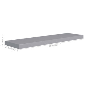 Scaffale a Parete Grigio 90x23,5x3,8 cm in MDF 323859