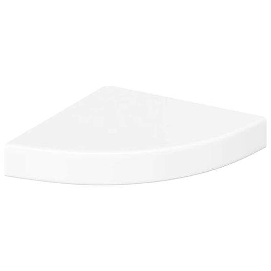Mensola angolare sospesa bianco lucido 25x25x3,8 cm MDF 323886